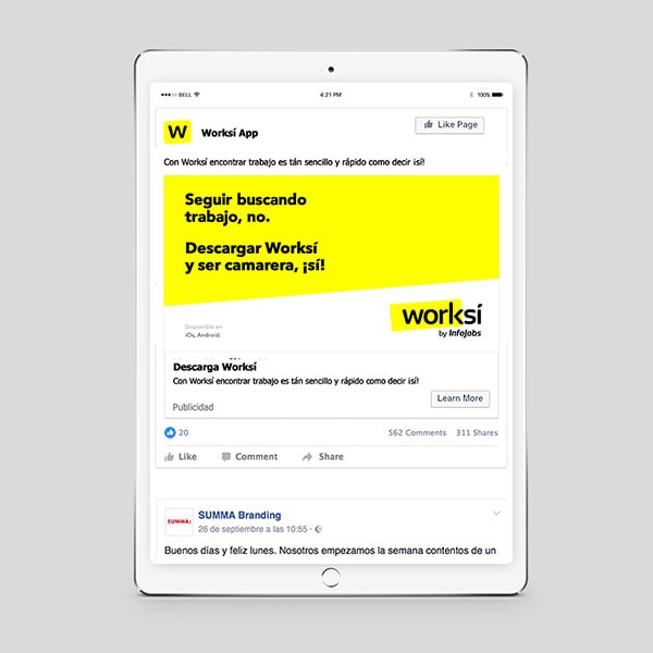 Worksí anuncio en instagram iPad Worksí anuncio en iPad