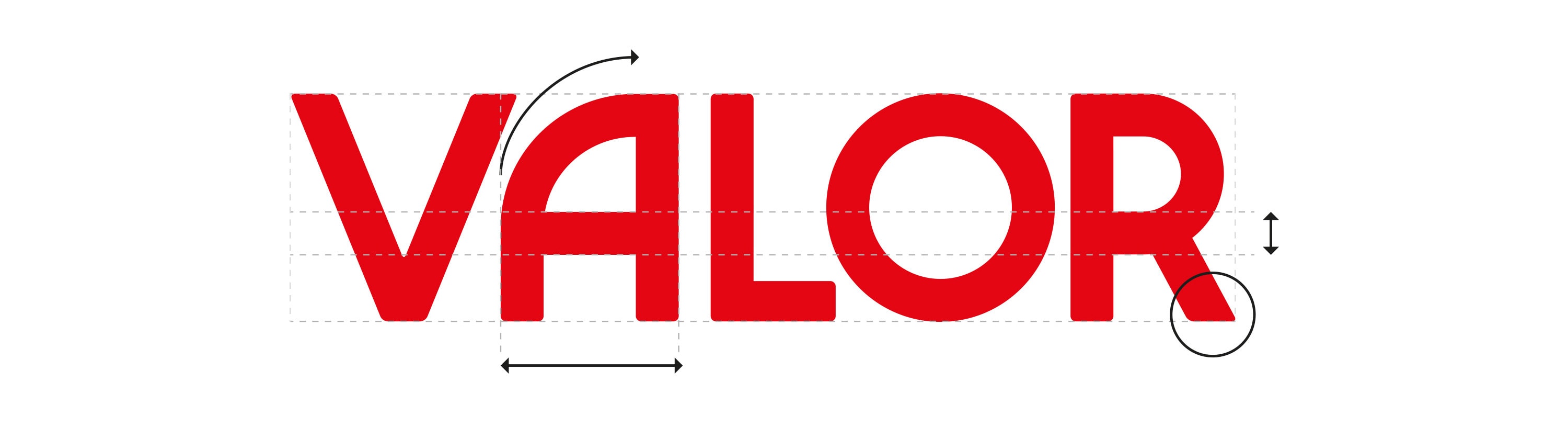 Construcción tipográfica del logotipo de VALOR